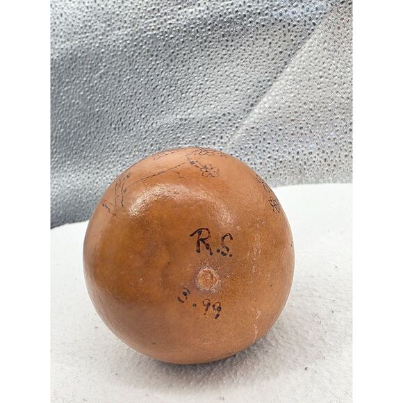 Vintage 1999 Gourd Art Hummingbird & Flower Signed R.S. Folk Art - Picture 4 of 6